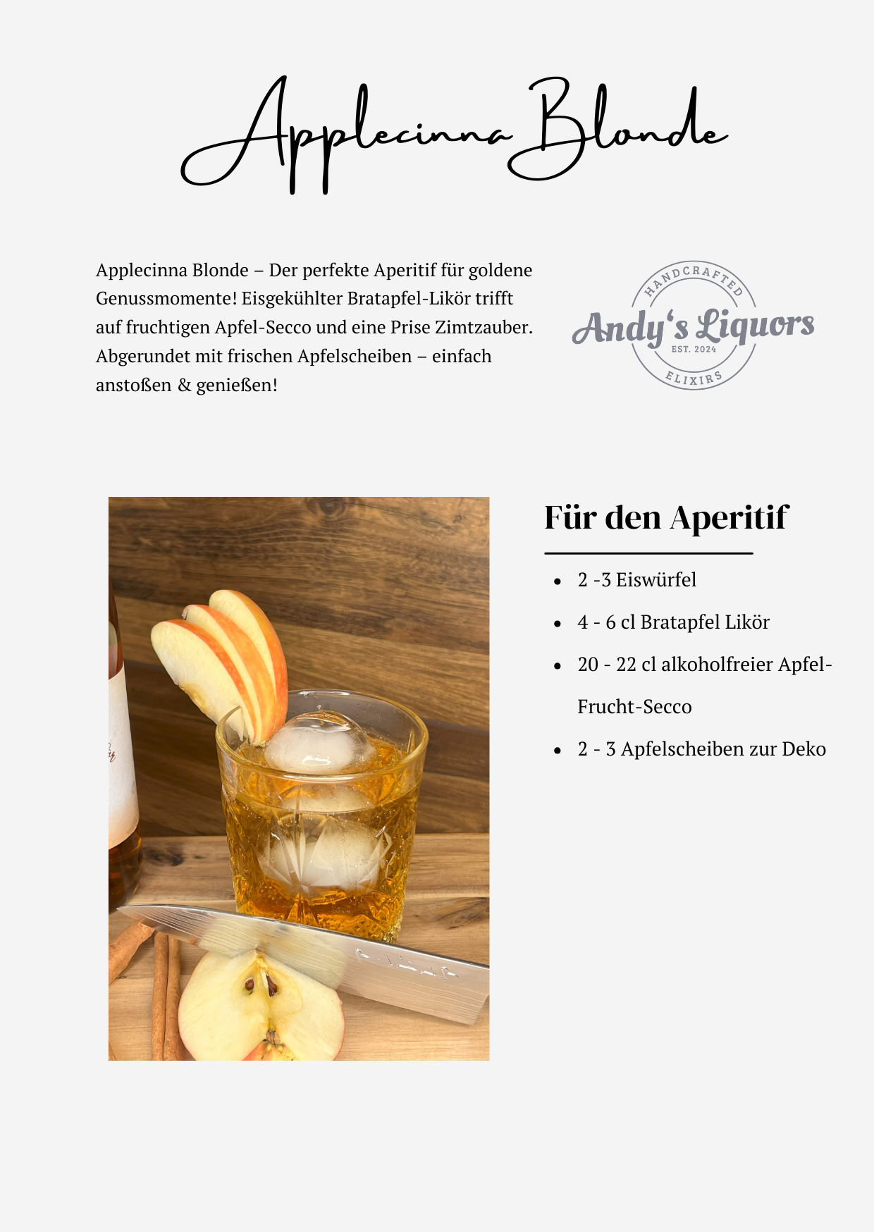 Applecinna Blonde Cocktail - erfrischender Sommerdrink mit Bratapfel-Likör